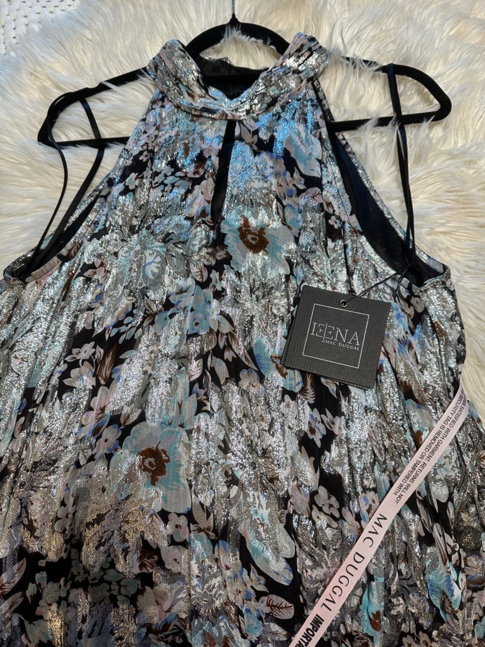 ✨NWT✨ IEENA FOR MAC Duggal Halter Ruffle High-Low Floral - Picture 9 of 16